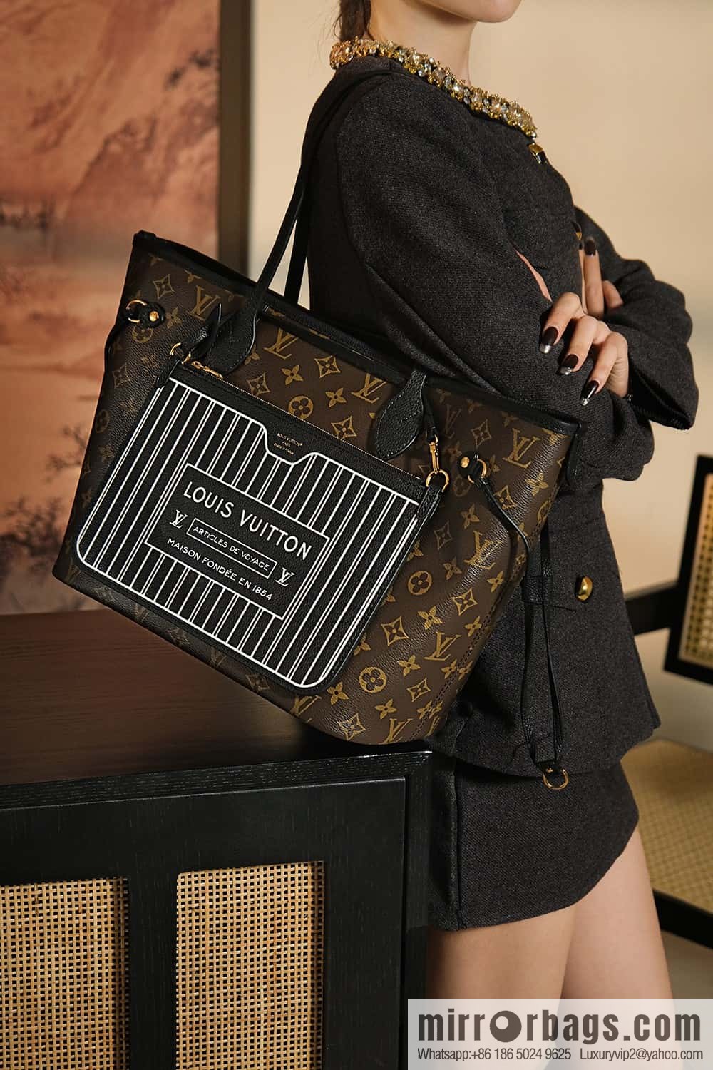 LV 𝐍𝐄𝐕𝐄𝐑𝐅𝐔𝐋𝐋 chip diamond beating code shopping bag series #M