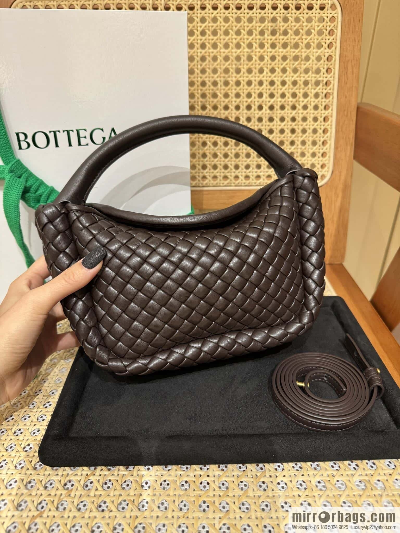 BV Small Cobble Handbag 805739 Chocolate Brown