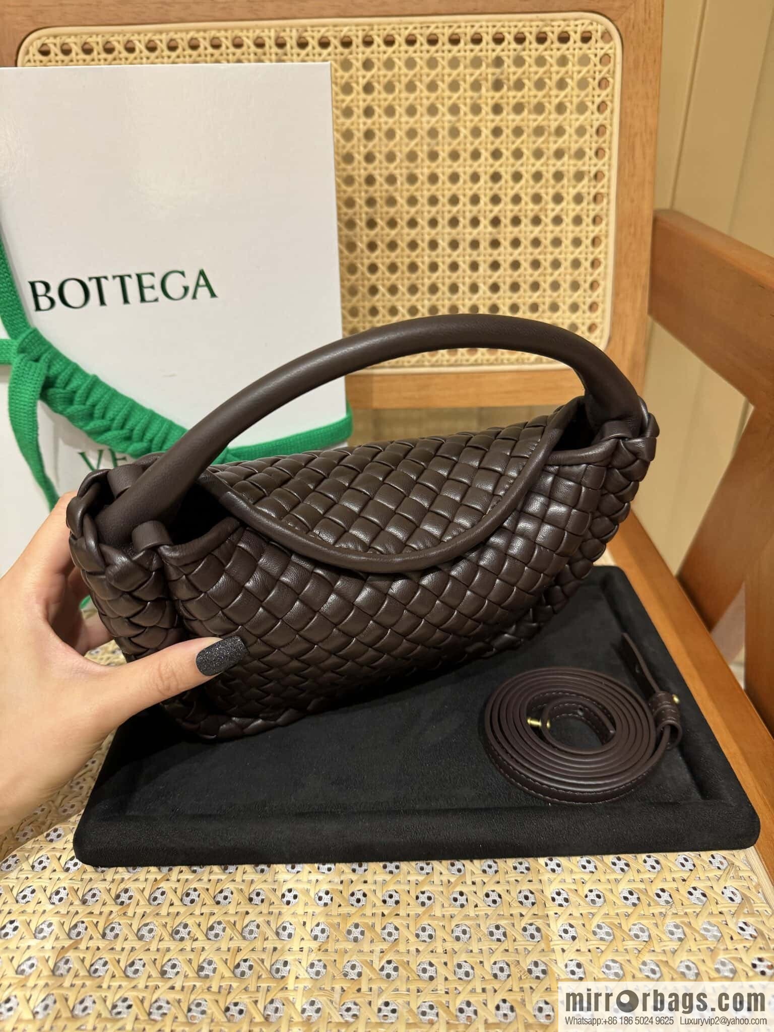 BV Small Cobble Handbag 805739 Chocolate Brown