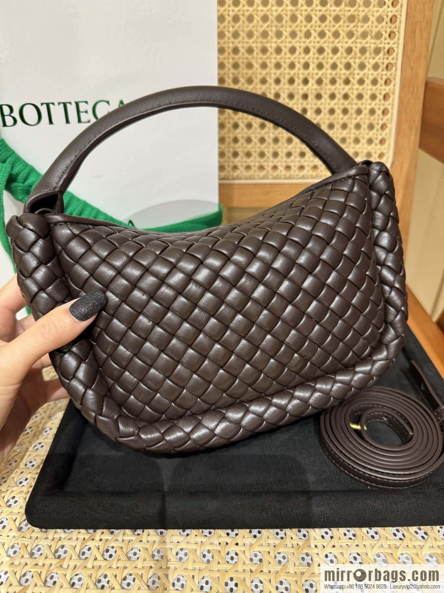 BV Small Cobble Handbag 805739 Chocolate Brown