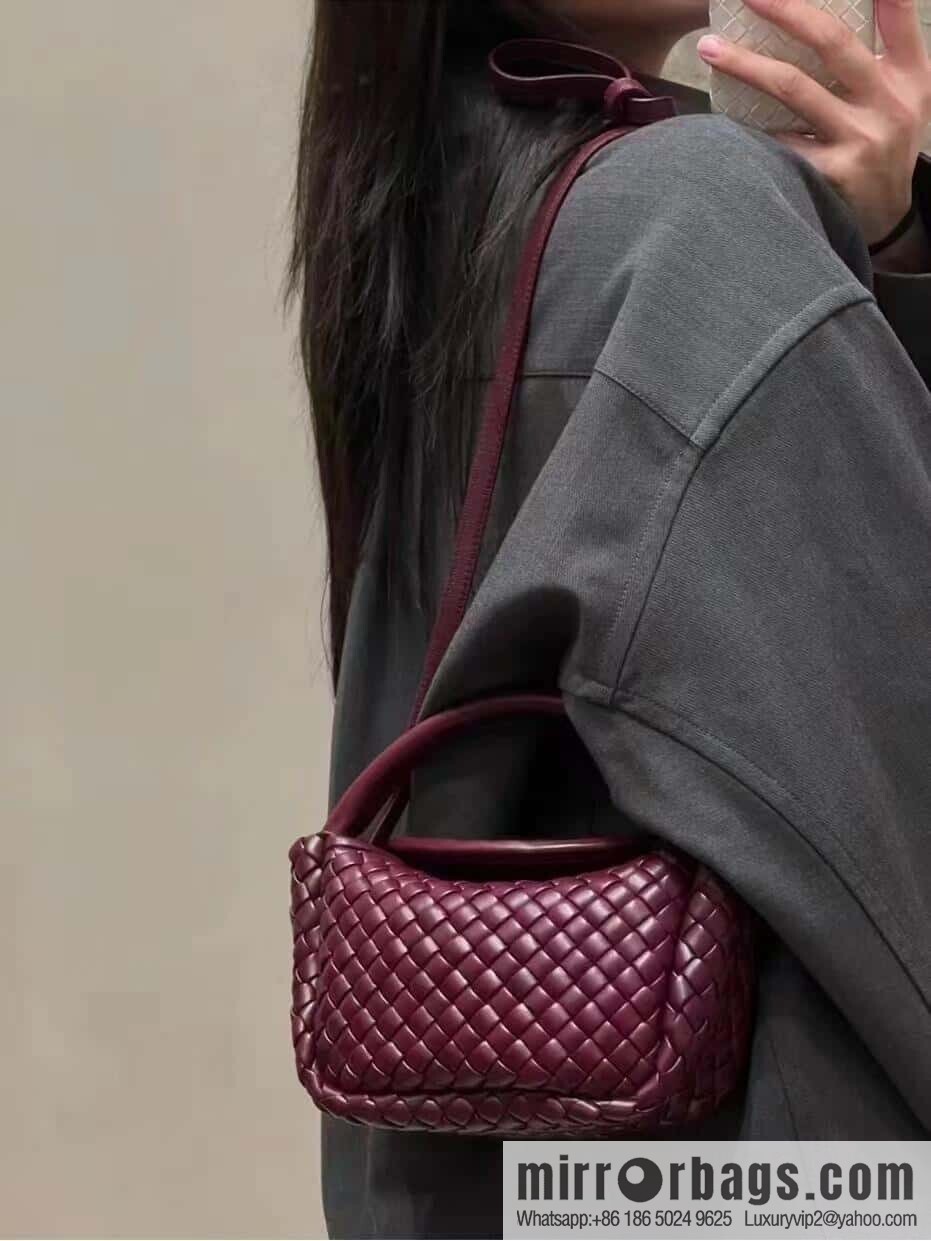BV Small Cobble Handbag 805739 Barolo Burgundy