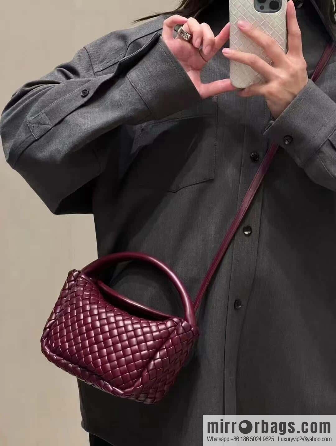 BV Small Cobble Handbag 805739 Barolo Burgundy