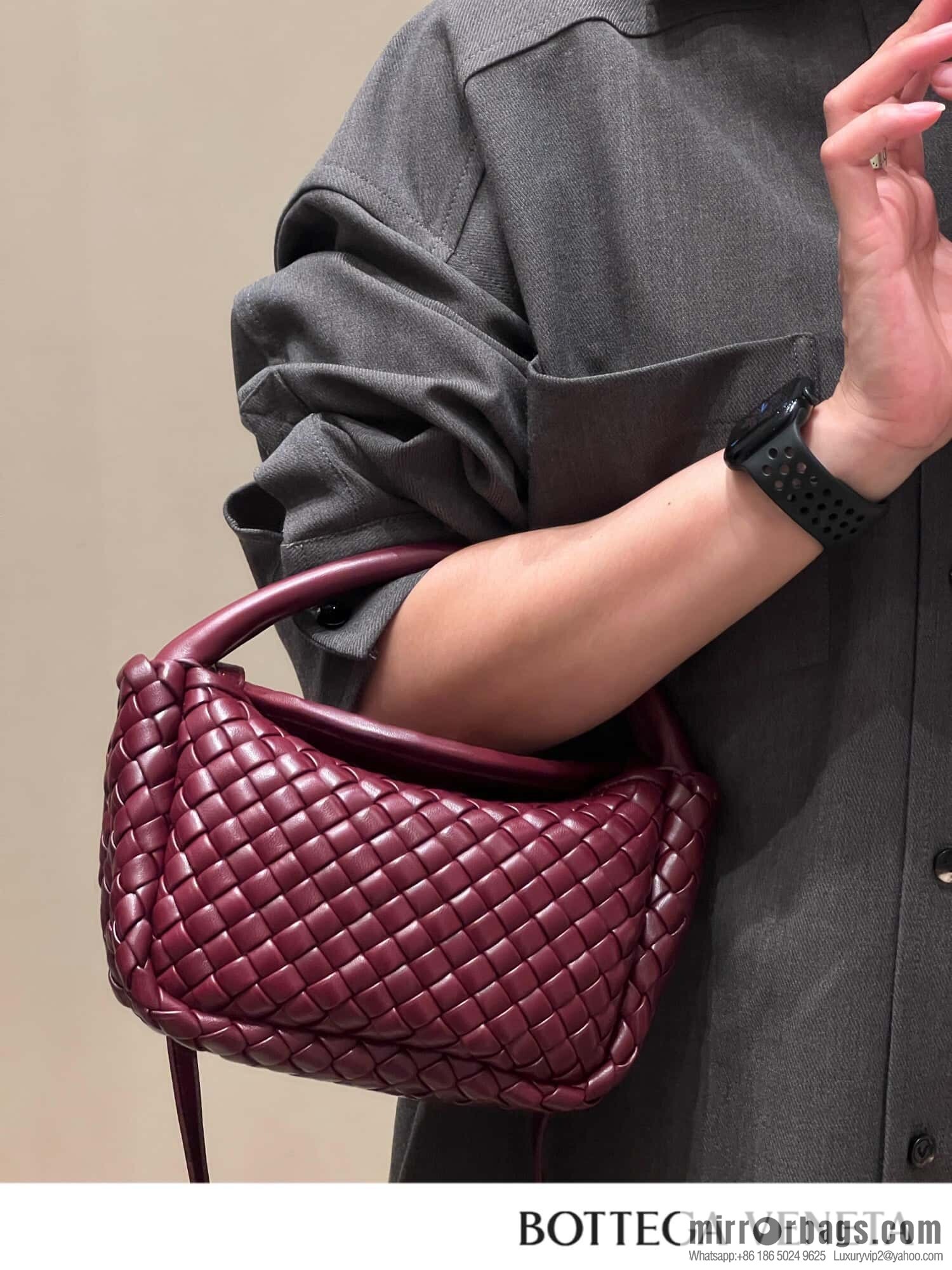 BV Small Cobble Handbag 805739 Barolo Burgundy