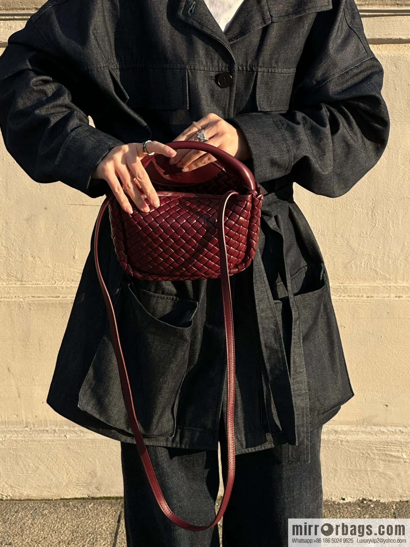 BV Small Cobble Handbag 805739 Barolo Burgundy
