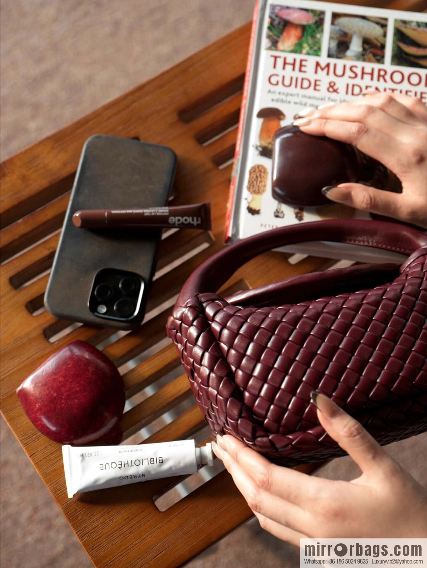 BV Small Cobble Handbag 805739 Barolo Burgundy