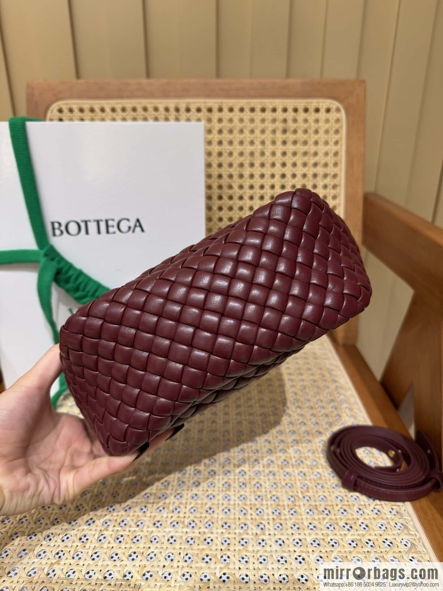 BV Small Cobble Handbag 805739 Barolo Burgundy