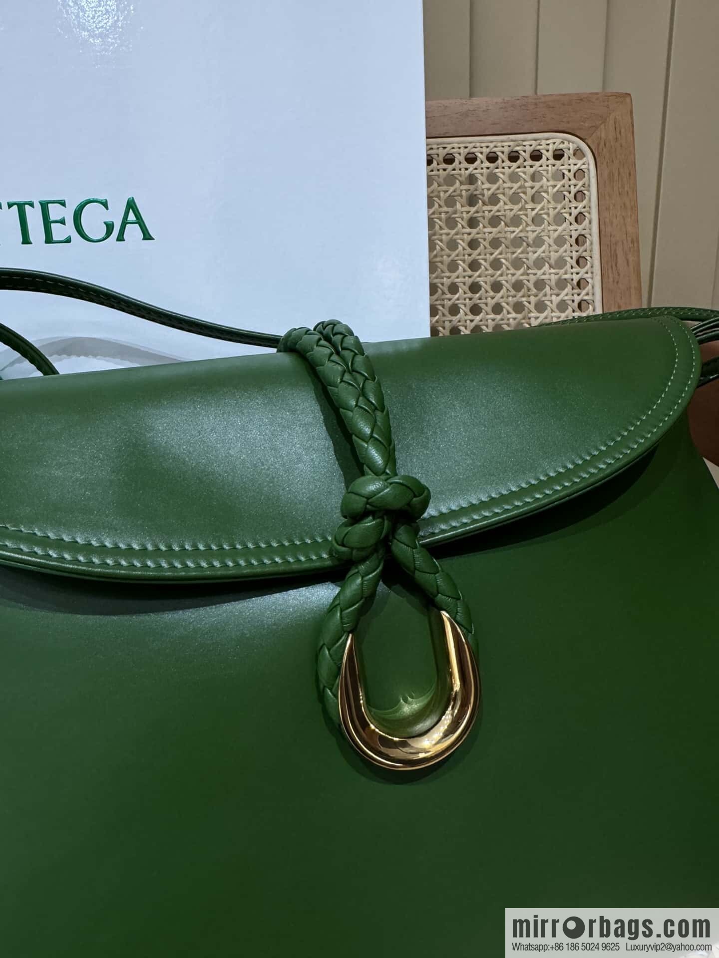 BV Large Liberta Crossbody Bag 806034 Green Pepper Green