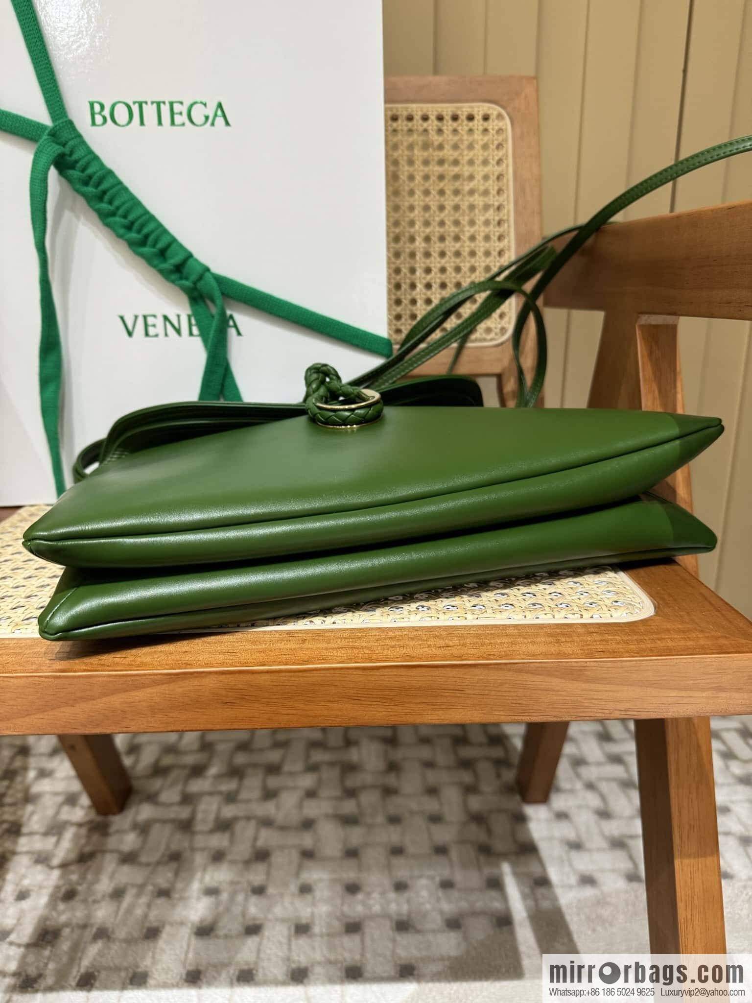 BV Large Liberta Crossbody Bag 806034 Green Pepper Green