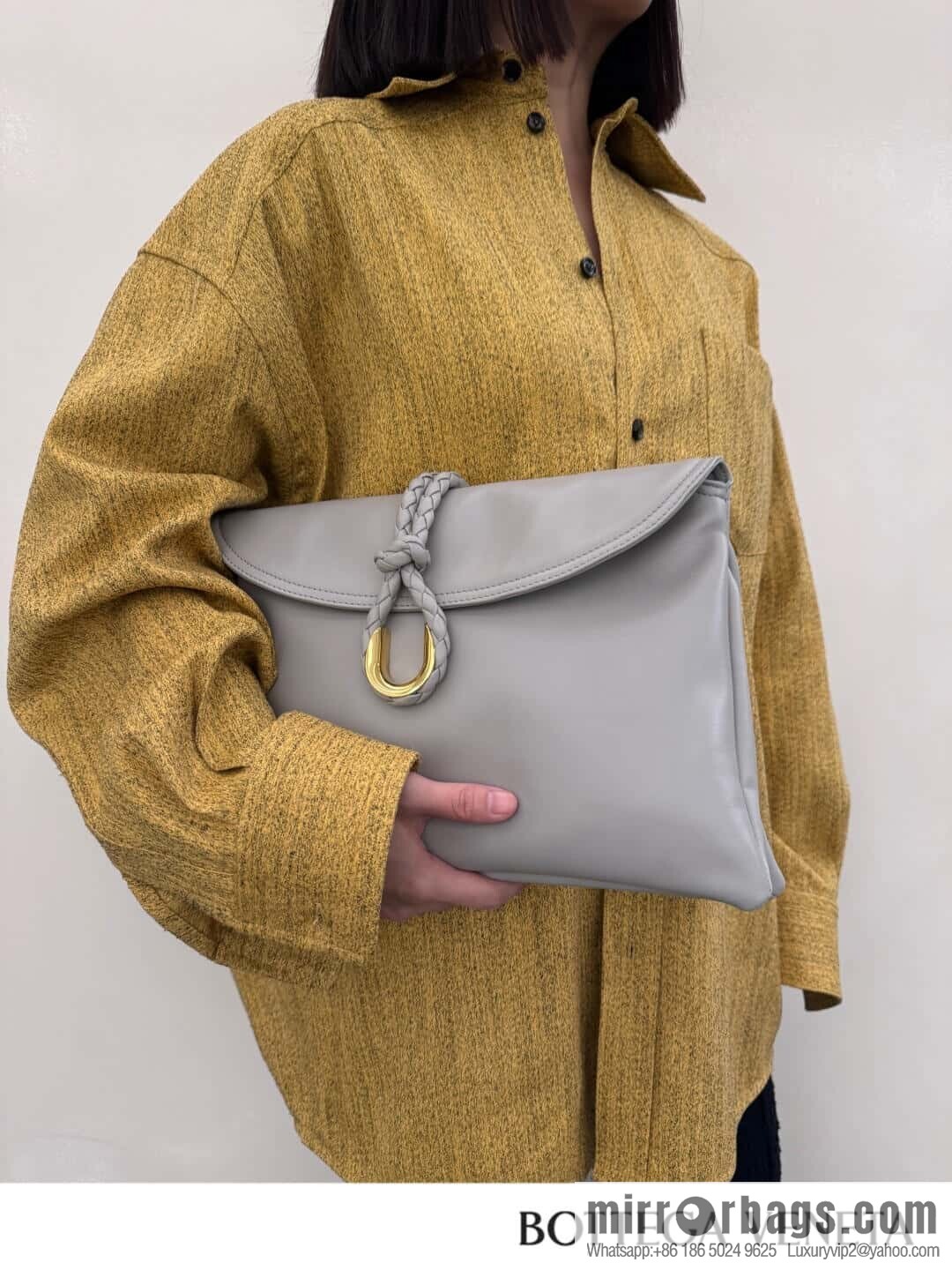BV Large Liberta Crossbody Bag 806034 Silver Grey