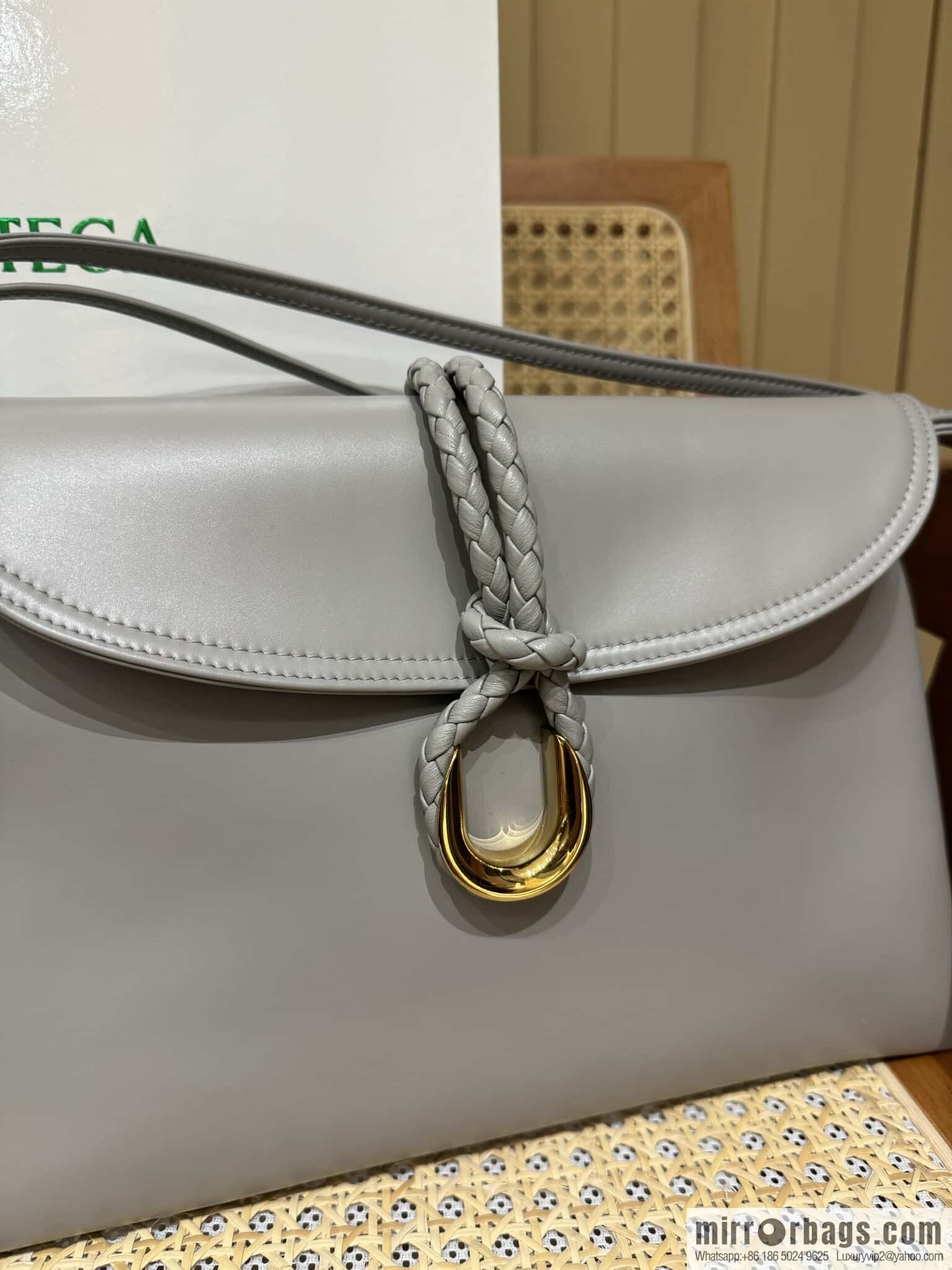 BV Large Liberta Crossbody Bag 806034 Silver Grey