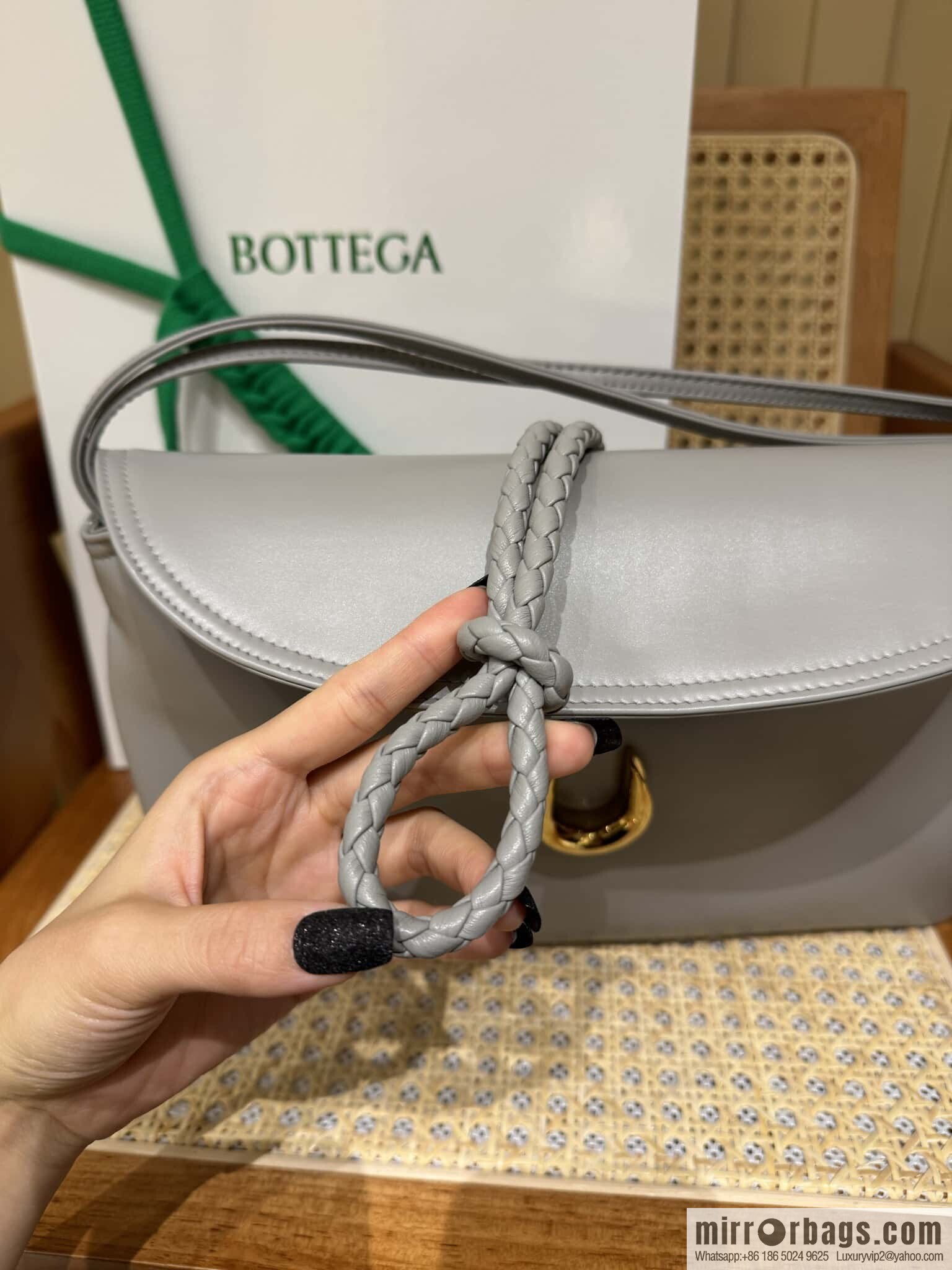 BV Large Liberta Crossbody Bag 806034 Silver Grey