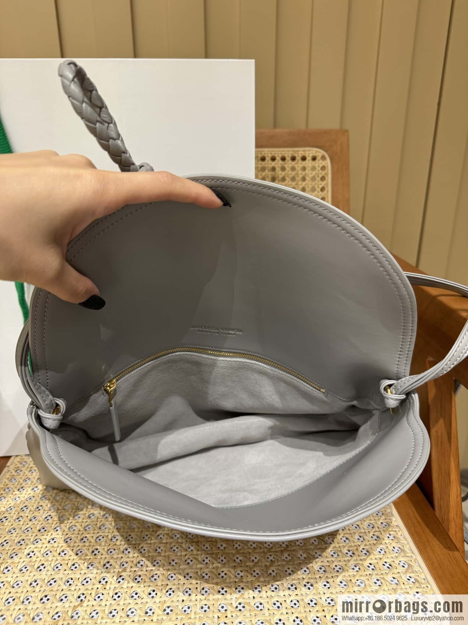 BV Large Liberta Crossbody Bag 806034 Silver Grey