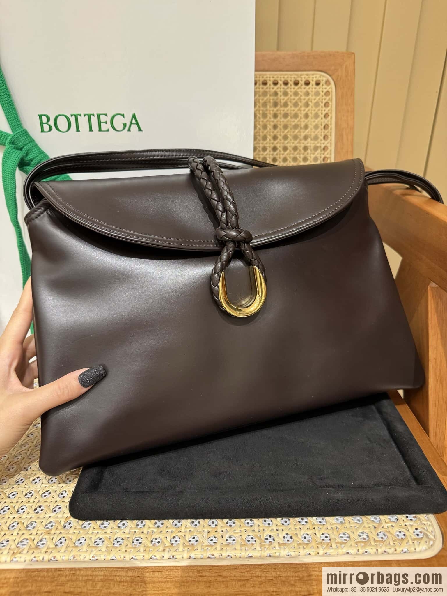 BV Large Liberta Crossbody Bag 806034 Chocolate Brown
