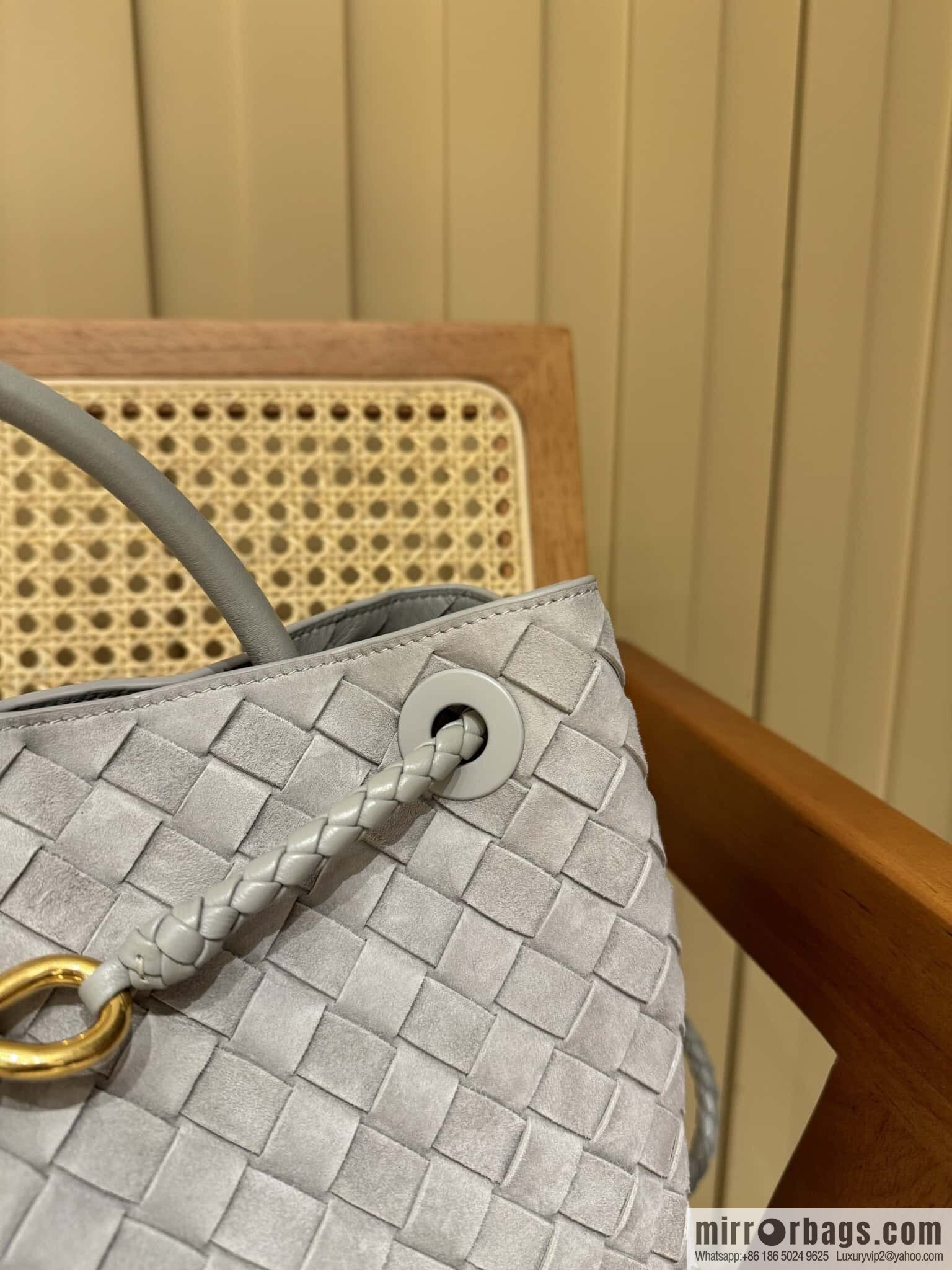 BV Medium Andiamo Tote Bag 766016 Suede Silver Grey