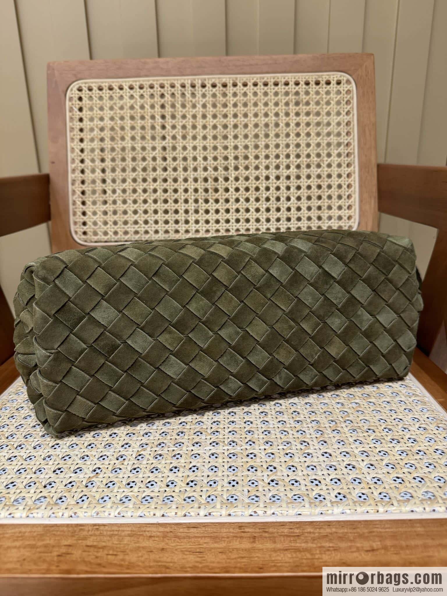 BV Medium Andiamo Handbag 766016 Suede Olive Oil Green