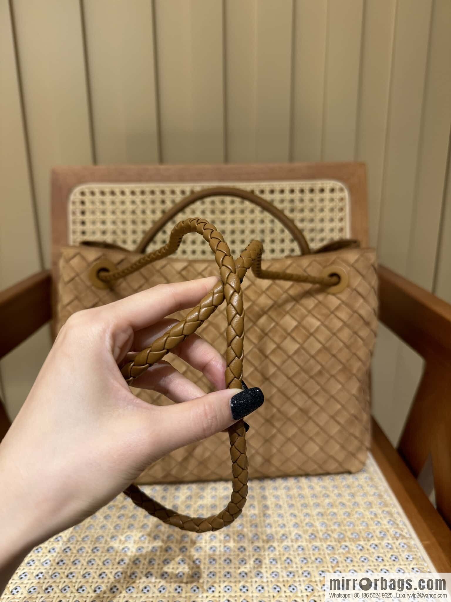 BV Medium Andiamond Handbag 766016 Suede Caramel