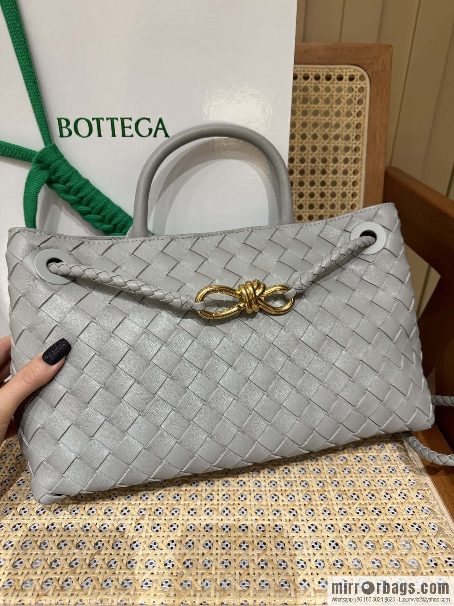 BV Small Horizontal Andiamond Handbag 766010 Silver Grey