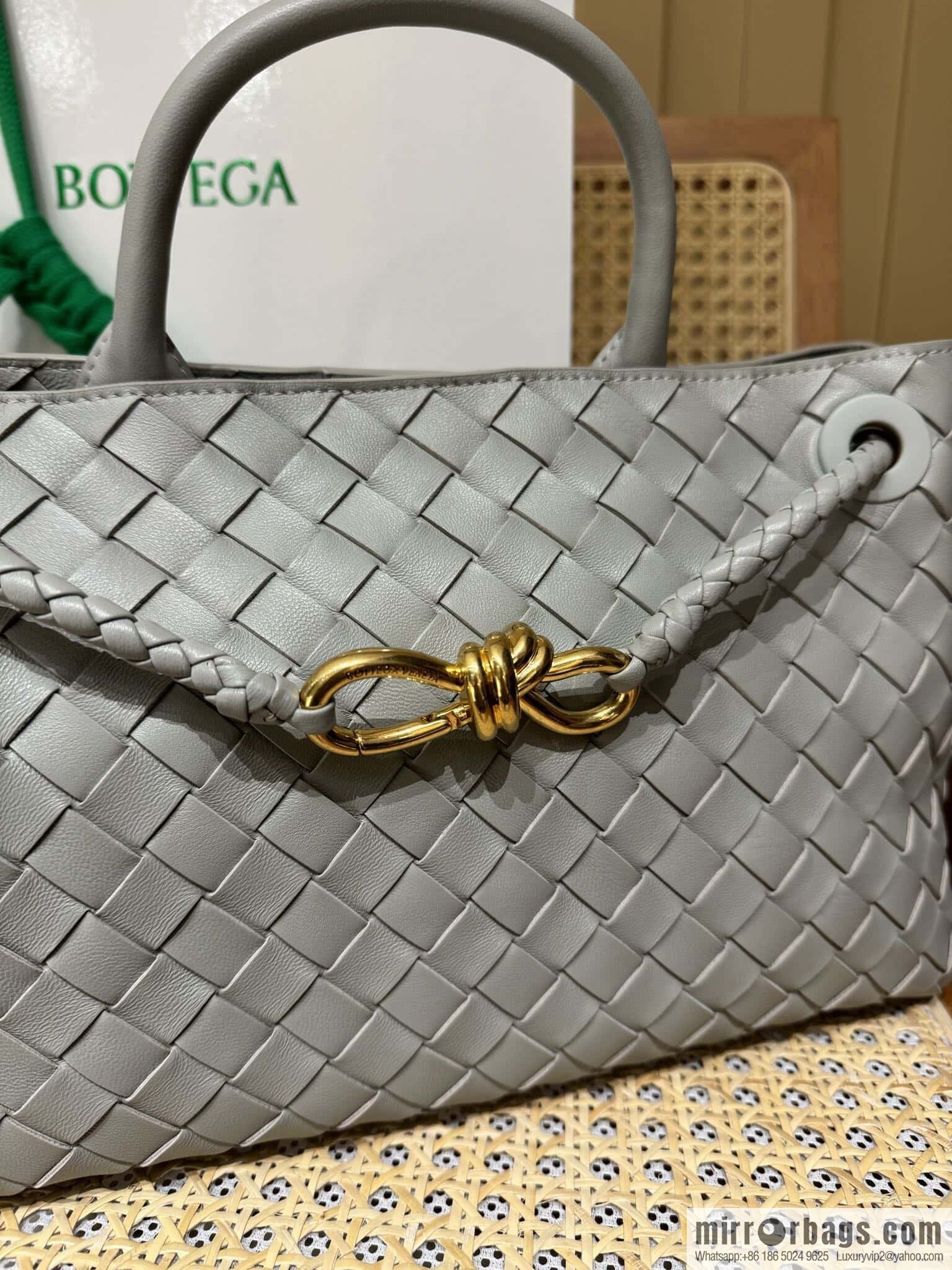 BV Small Horizontal Andiamond Handbag 766010 Silver Grey