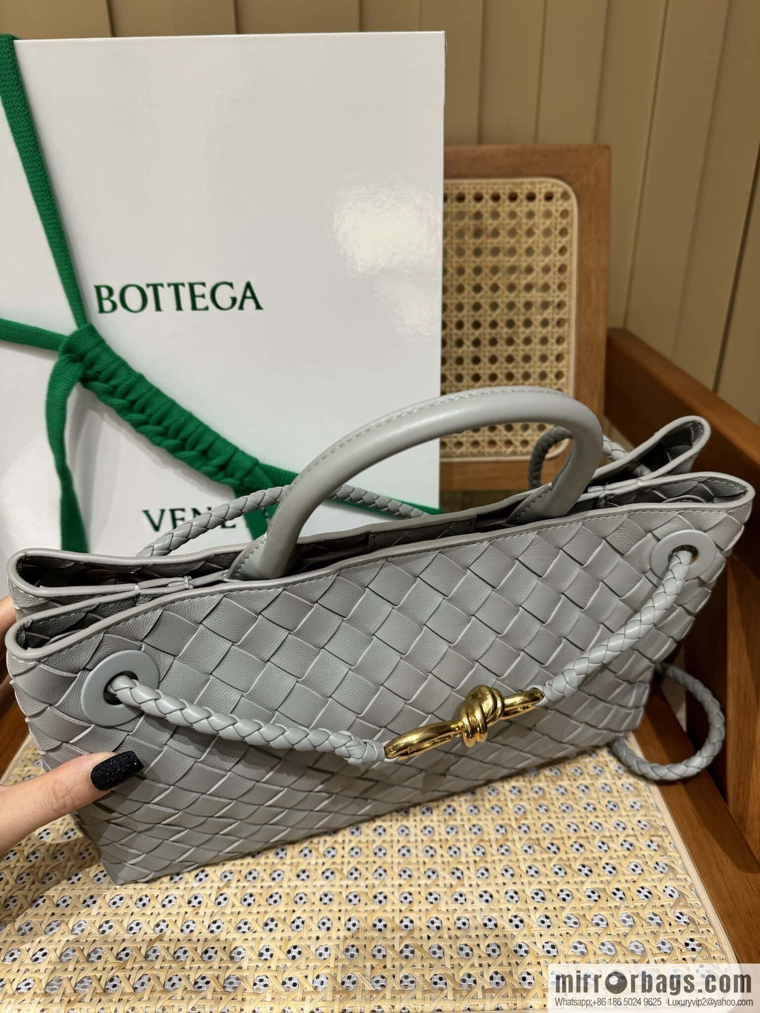 BV Small Horizontal Andiamond Handbag 766010 Silver Grey