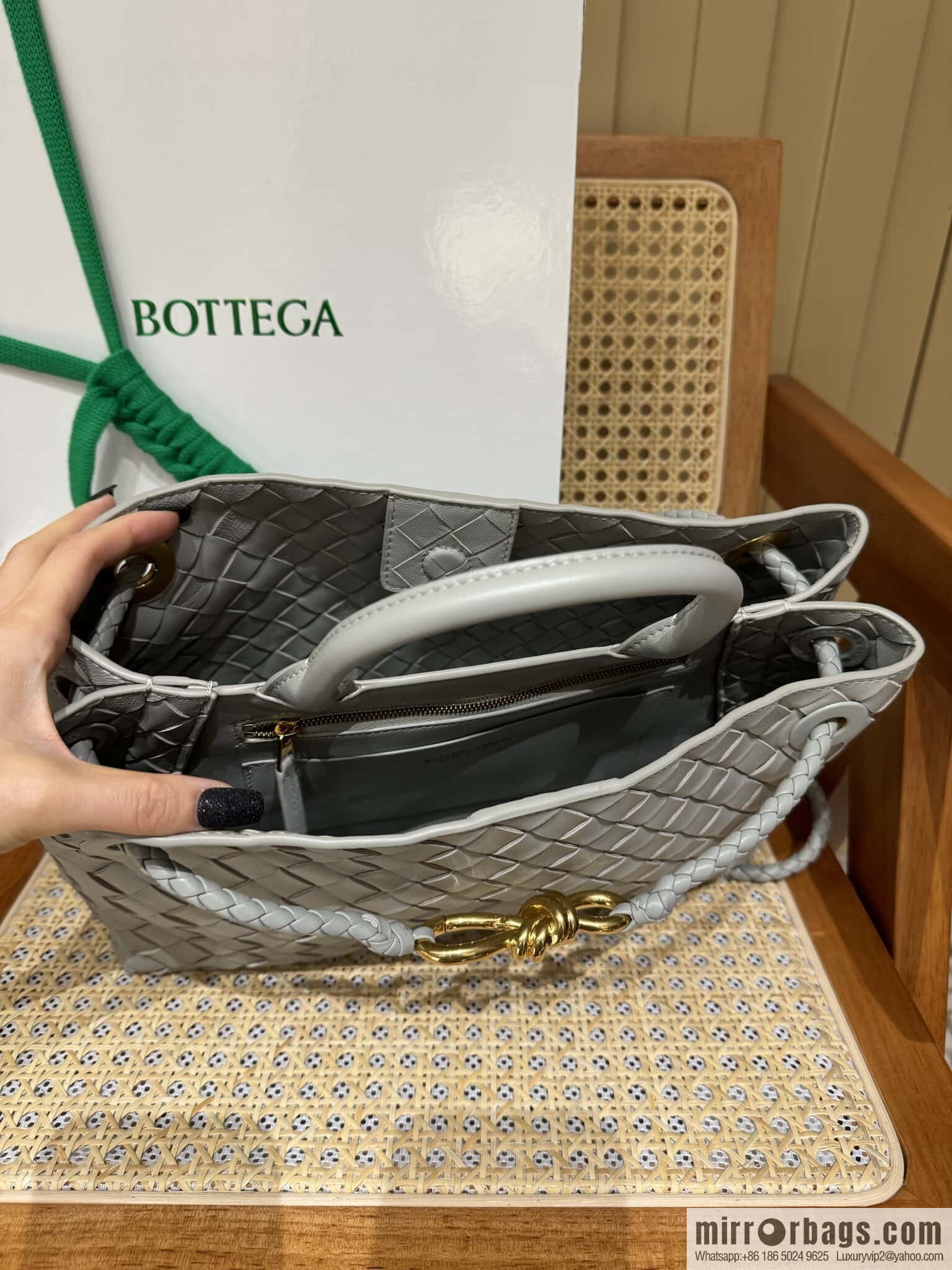 BV Small Horizontal Andiamond Handbag 766010 Silver Grey
