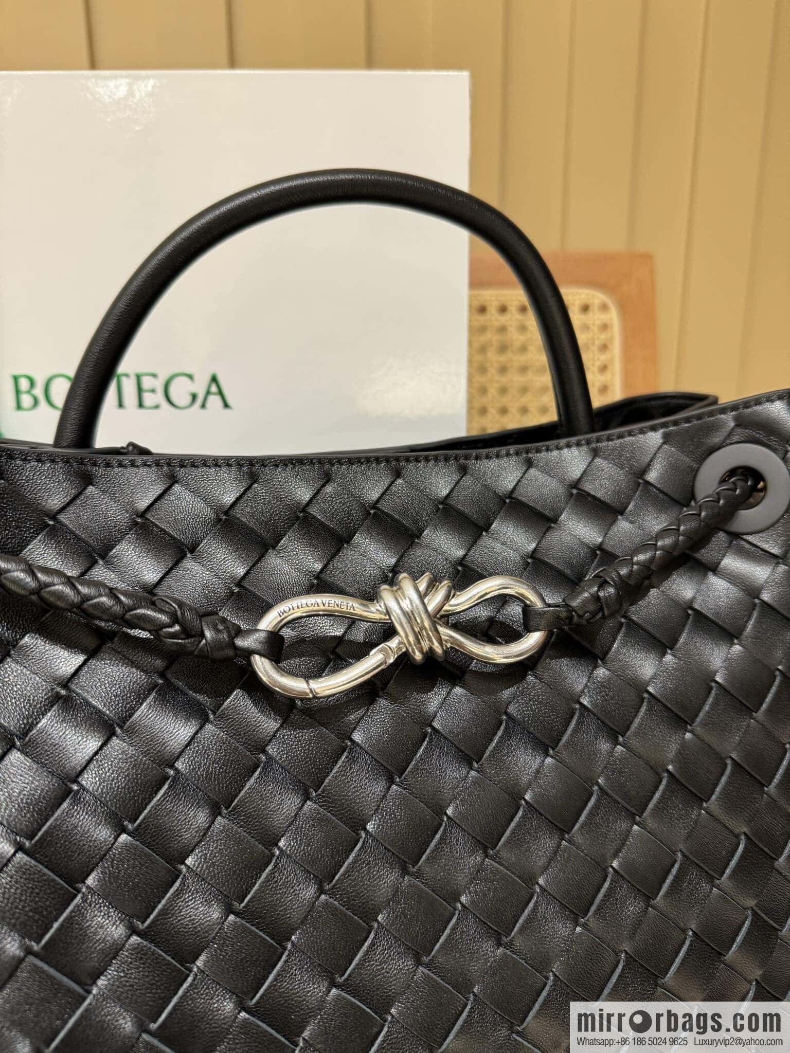 BV 🆕 Medium Andiamo Handbag 766016 Black with Silver Buckle🆕
