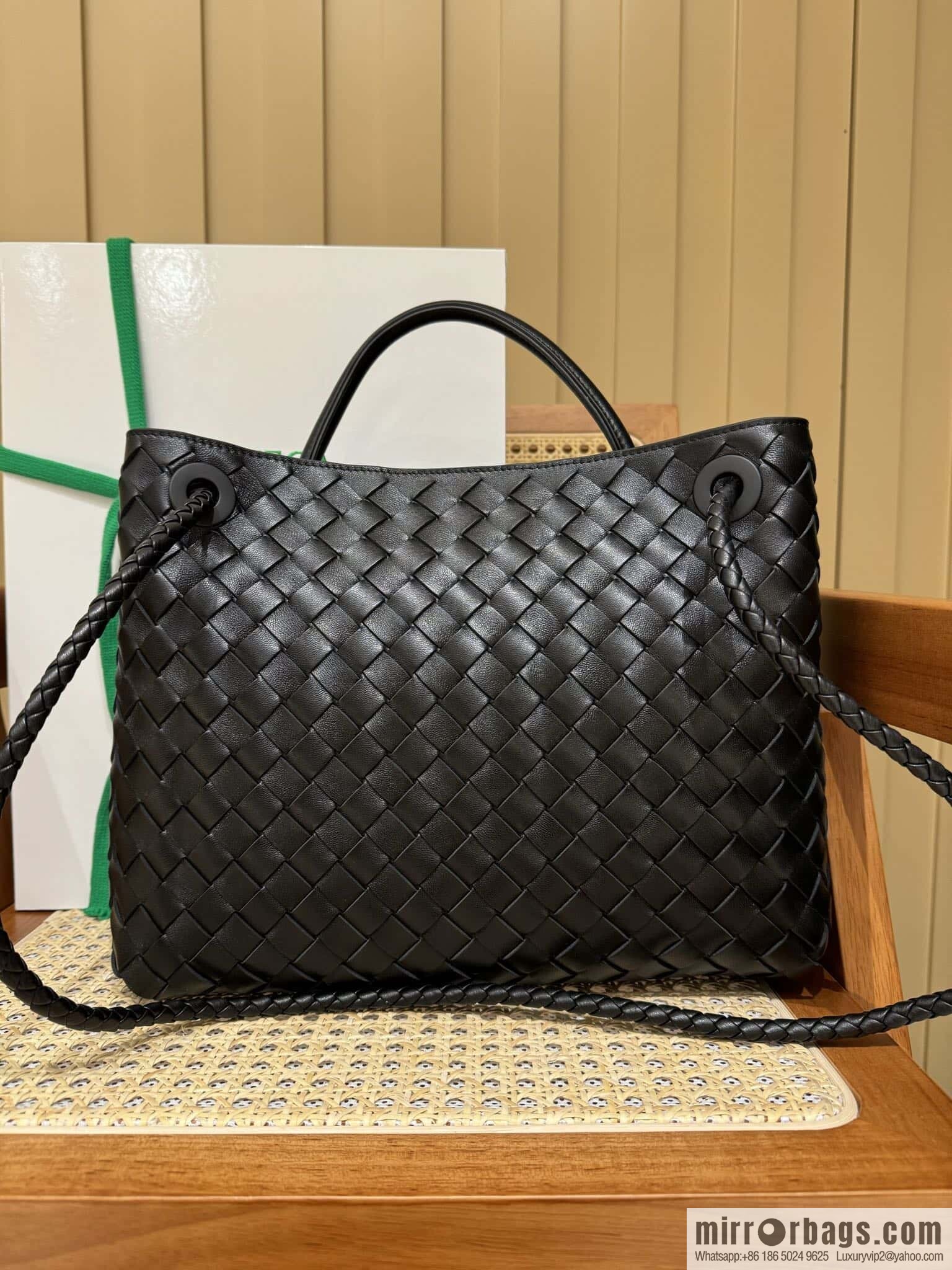 BV 🆕 Medium Andiamo Handbag 766016 Black with Silver Buckle🆕