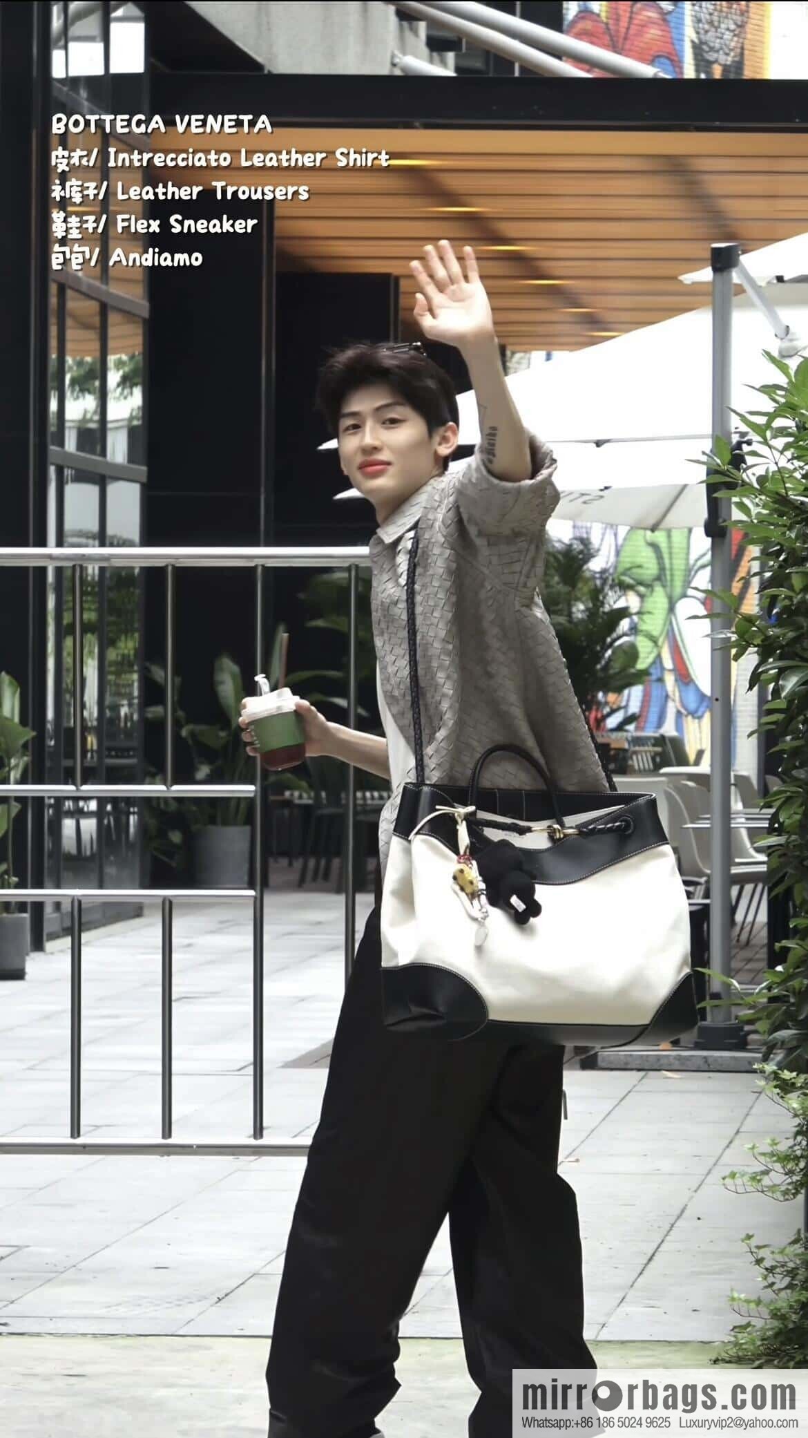 BV Large Andiamond Handbag 786194 Black Patchwork