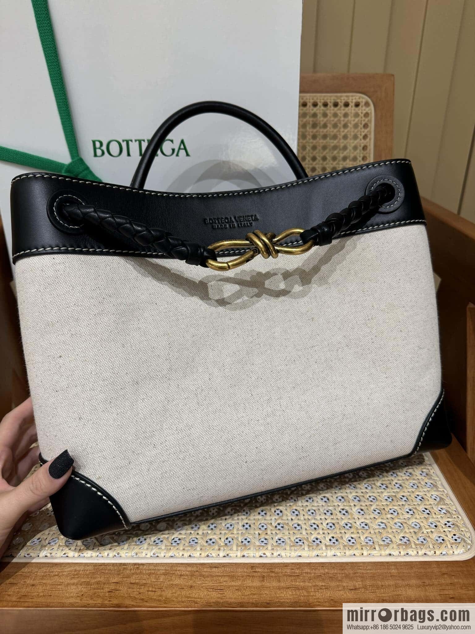 BV Medium Andiamond Handbag 766016 Black Patchwork
