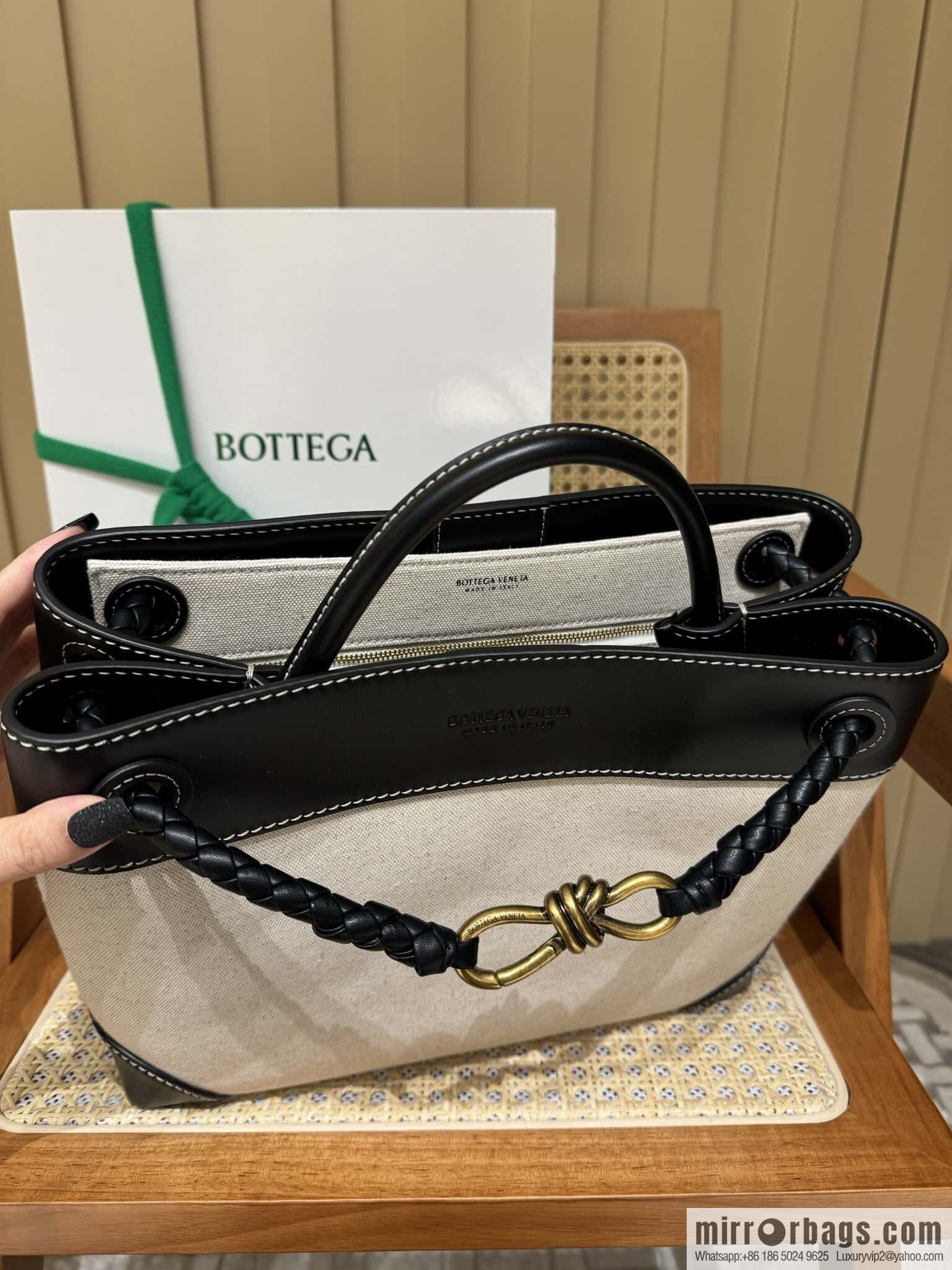 BV Medium Andiamond Handbag 766016 Black Patchwork