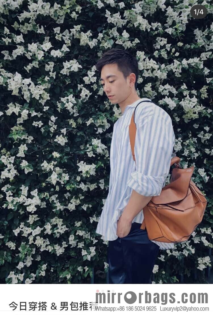 LOEWE 🎩 Mens Puzzle Large Geometric Bag 0159 Brown