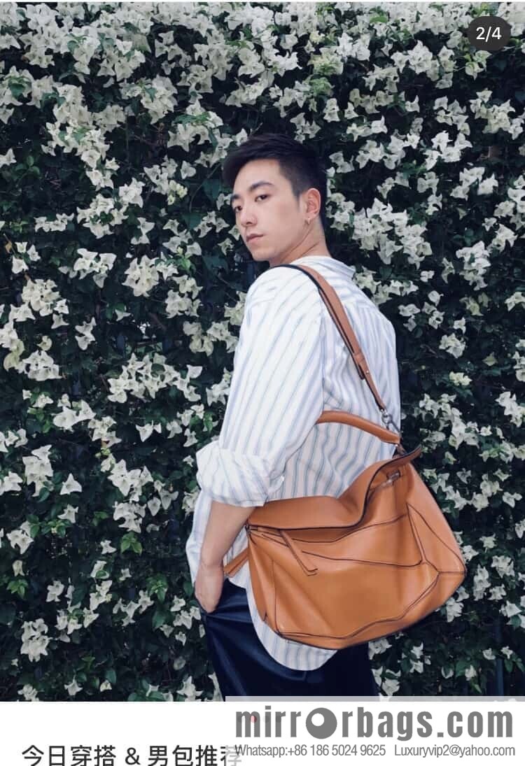 LOEWE 🎩 Mens Puzzle Large Geometric Bag 0159 Brown