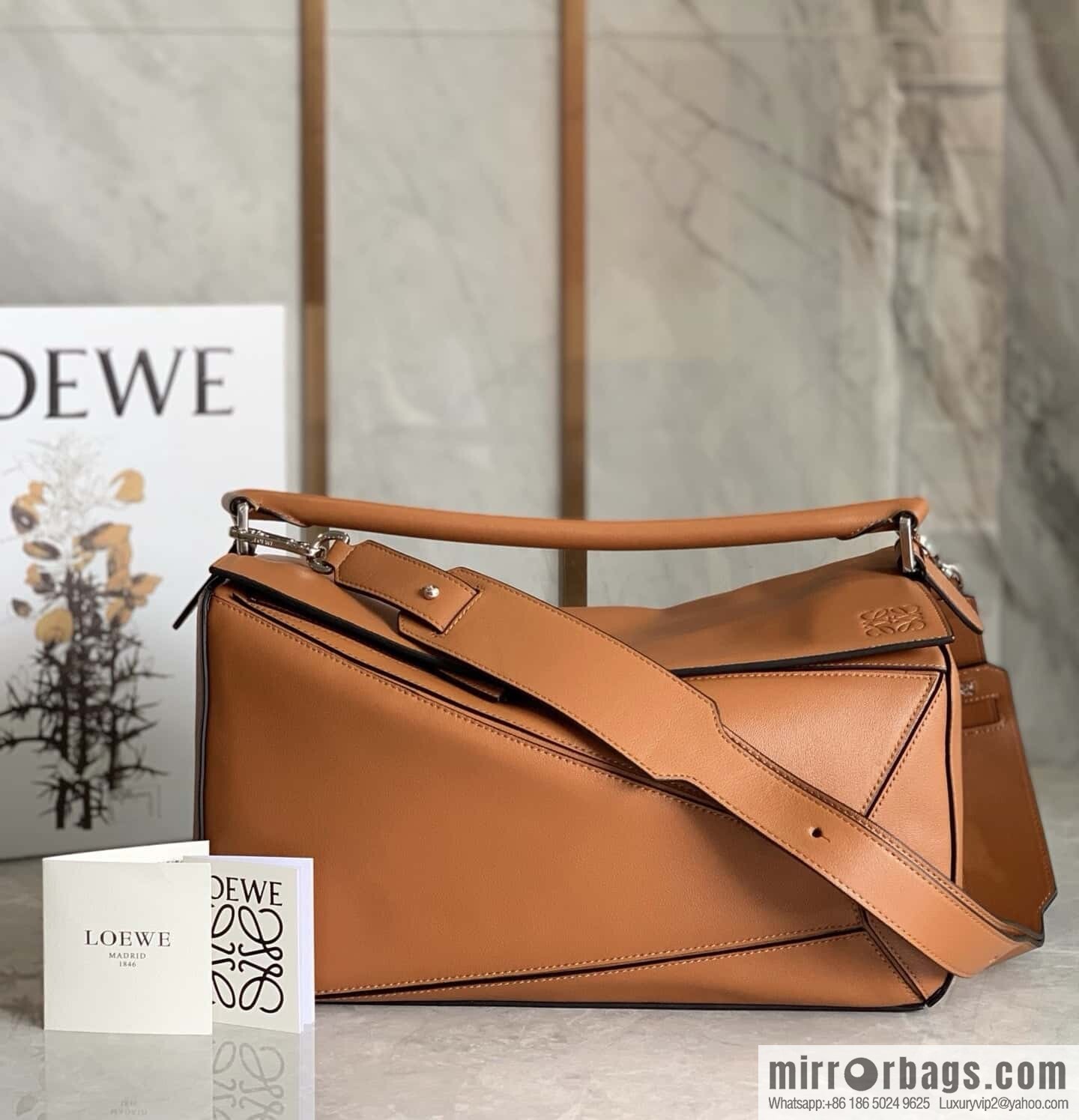 LOEWE 🎩 Mens Puzzle Large Geometric Bag 0159 Brown