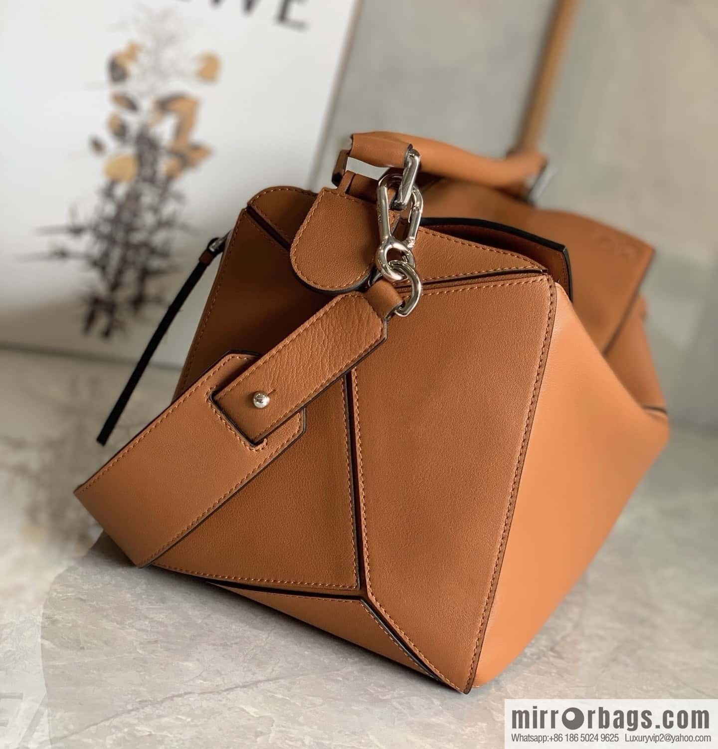 LOEWE 🎩 Mens Puzzle Large Geometric Bag 0159 Brown