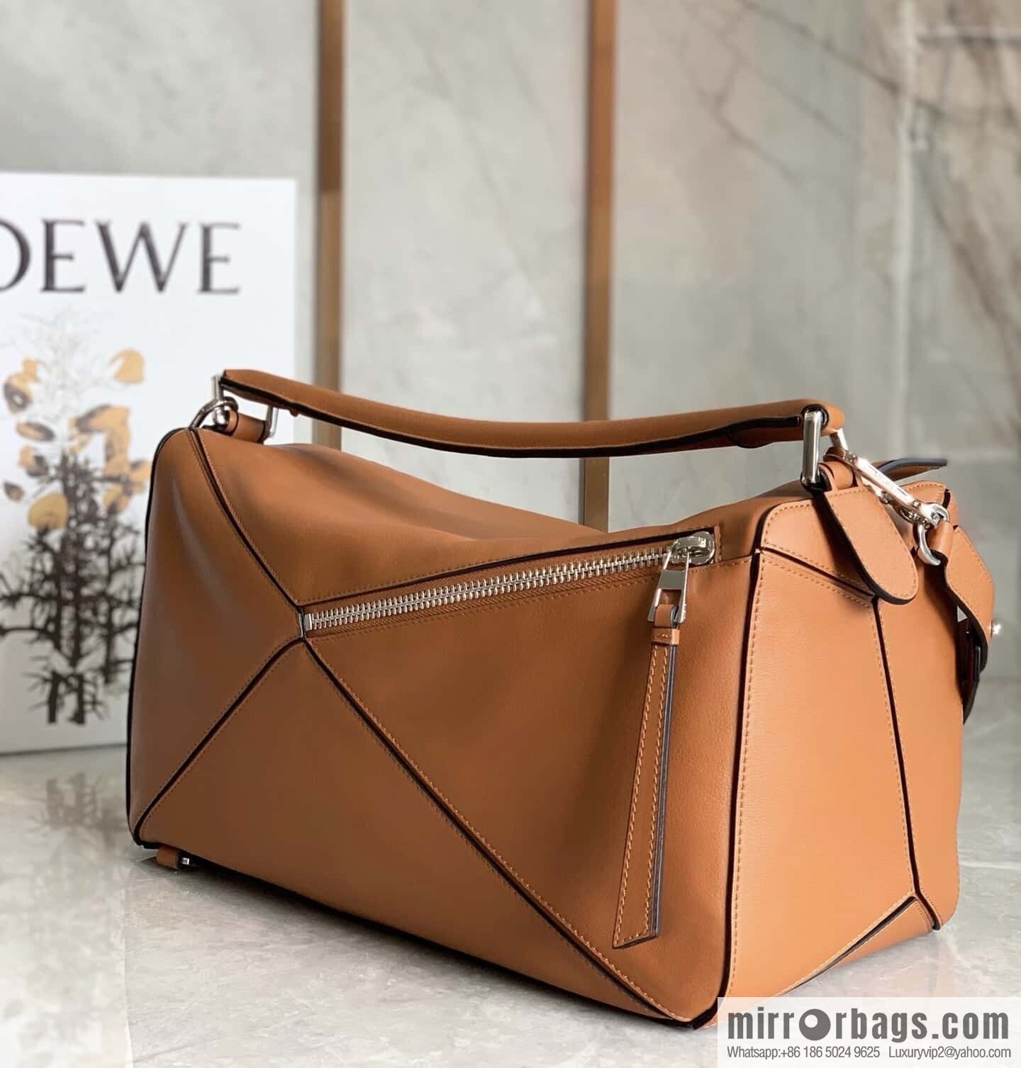 LOEWE 🎩 Mens Puzzle Large Geometric Bag 0159 Brown