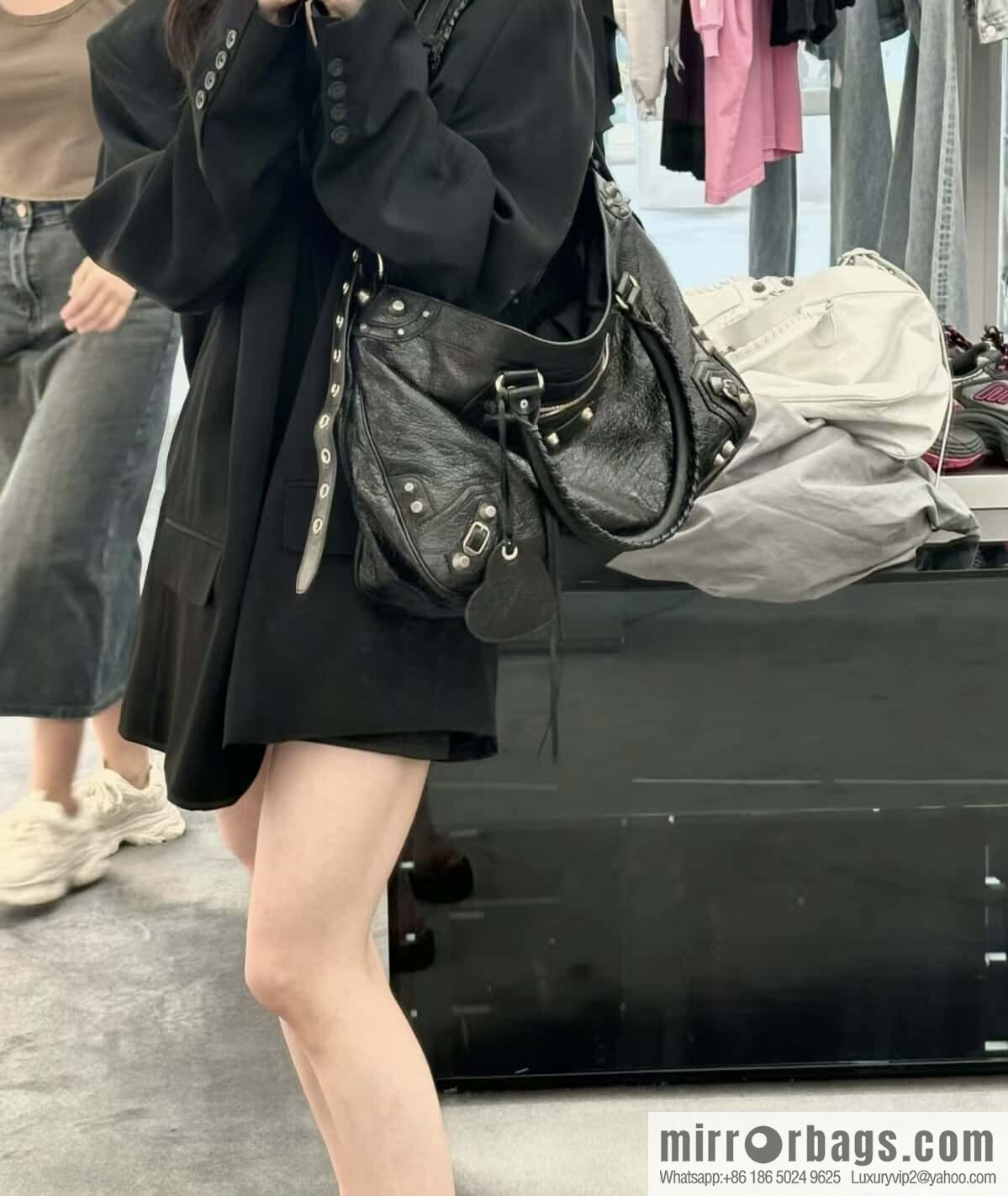 Balenciag neo cagole xl plus oil wax black silver 🖤 locomotive bag derivative new 761601
