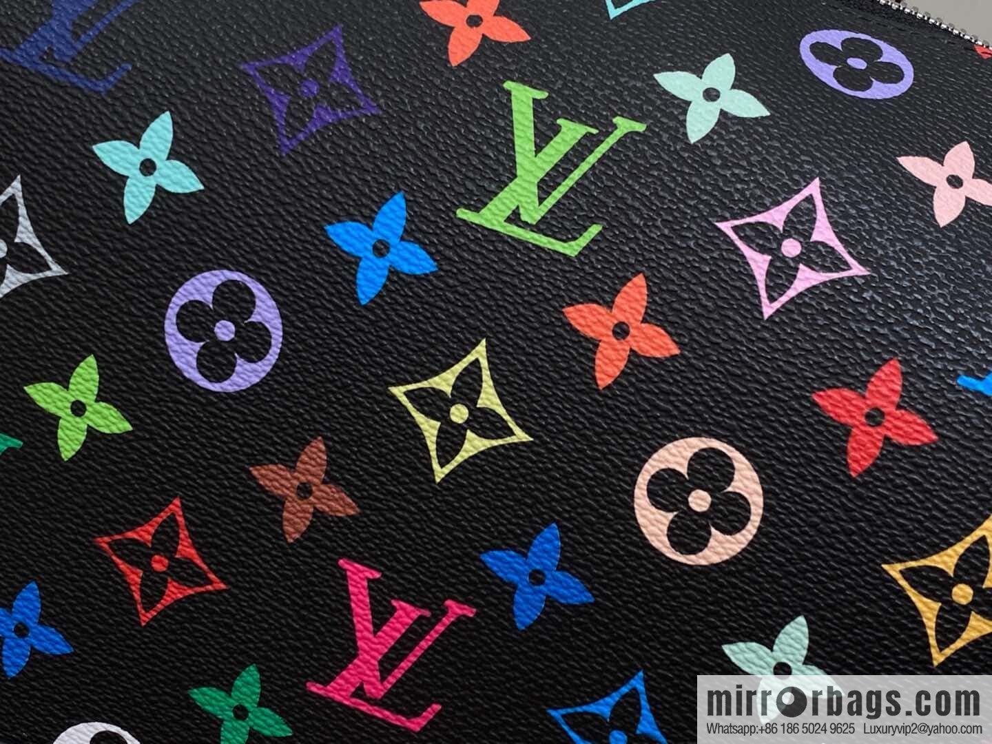[Original single boutique] M13743 black color cosmetic bag series POCHETTE COSMÉTIQUE large cosmetic bag 2025 Murakami Takashi joint cooperation series (copy)