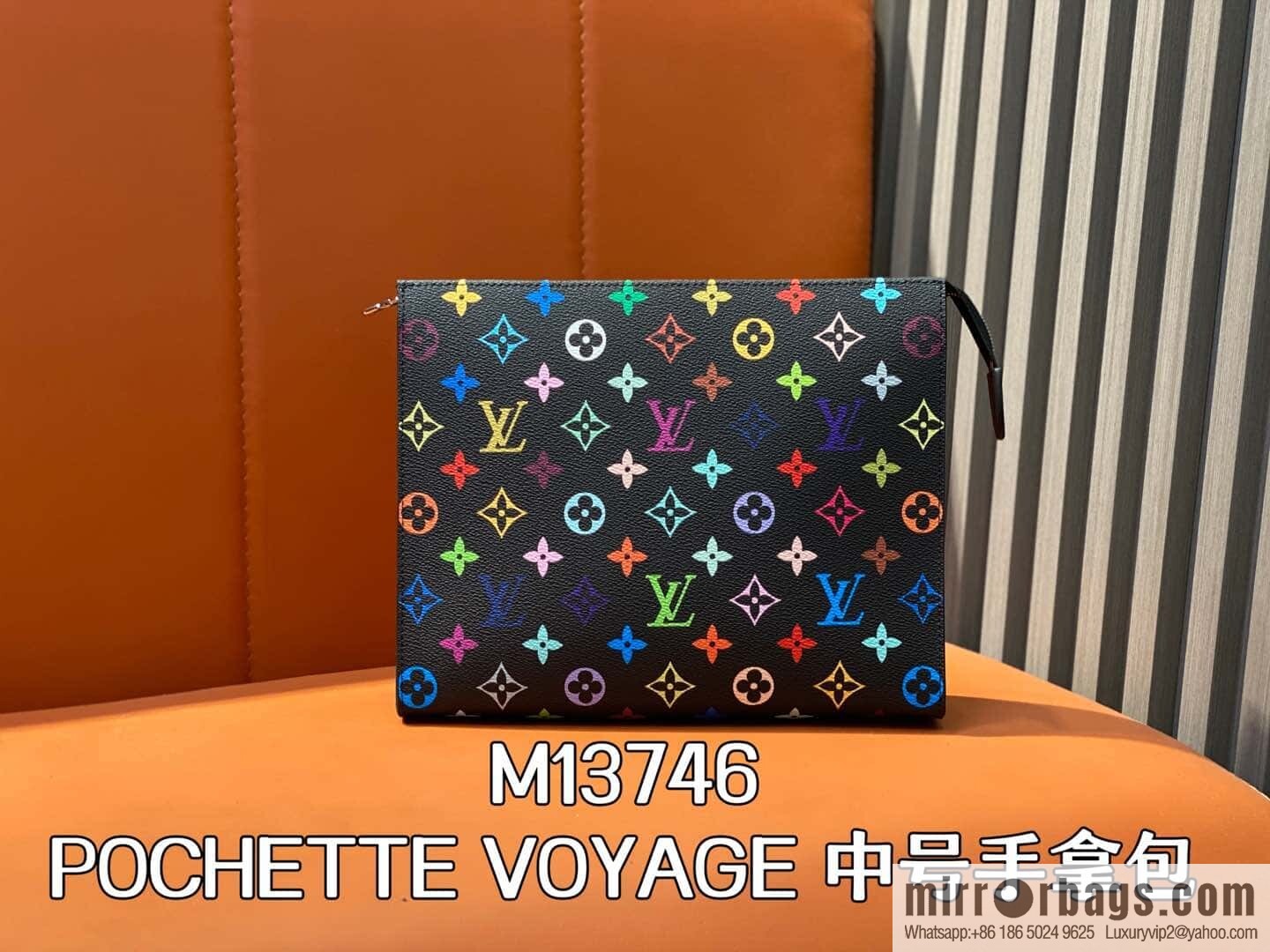 [Original order boutique] M13746 black color, handbag clutch series, the new POCHETTE VOYAGE medium clutch bag of the season