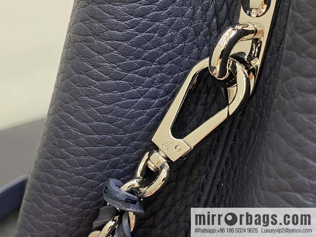[Original order boutique] M12751 dark blue full leather rhombus model, full leather cap that English series, this Capucines small handbag
