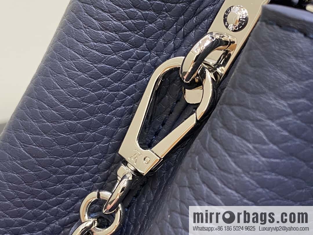 [Original order boutique] M12751 dark blue full leather rhombus model, full leather cap that English series, this Capucines mini handbag