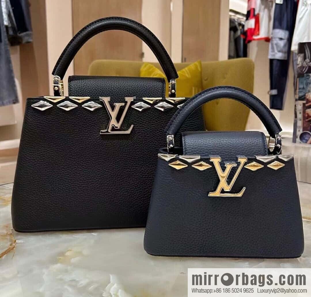 [Original order boutique] M12751 dark blue full leather rhombus model, full leather cap that English series, this Capucines mini handbag
