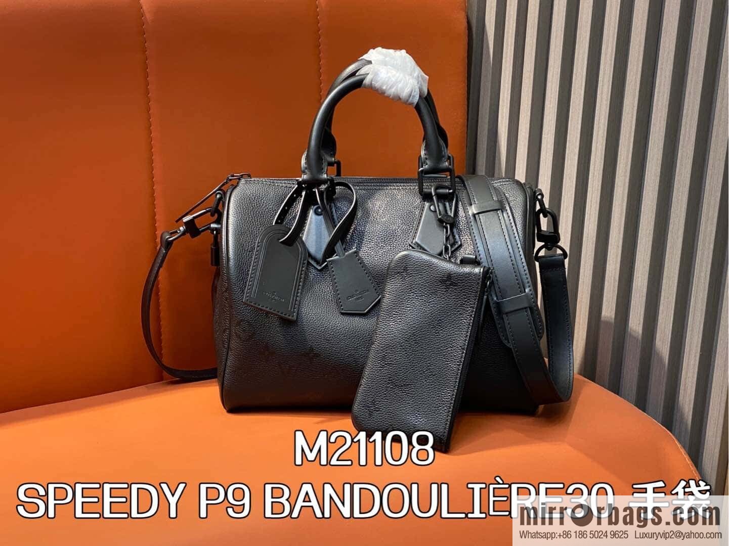 [Original order boutique] M21108 black full leather, pillow bag speedy series SPEEDY P9 BANDOULIZRE30 handbag