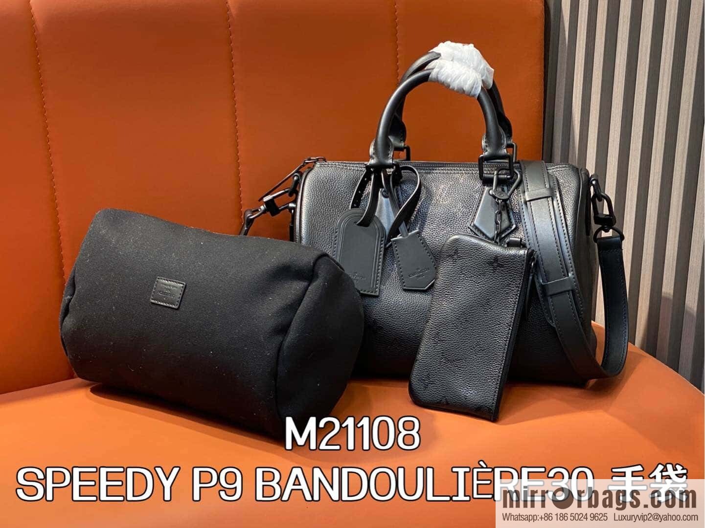 [Original order boutique] M21108 black full leather, pillow bag speedy series SPEEDY P9 BANDOULIZRE30 handbag