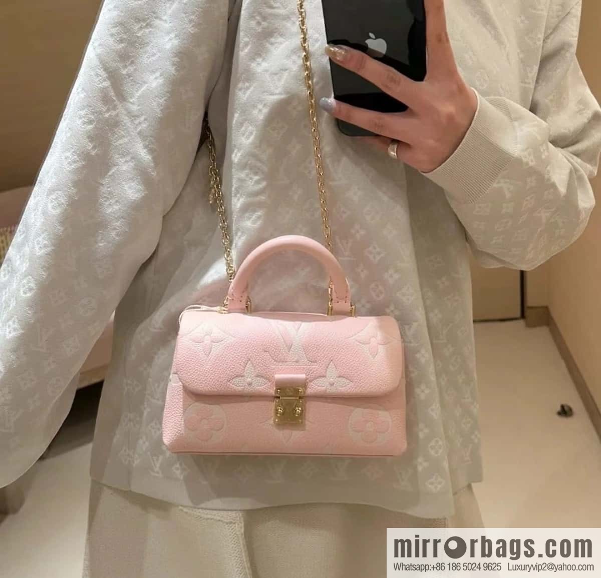 [Original order boutique] M12144 milkshake powder, full leather chain bag series M13796 This Nano Madeleine handbag