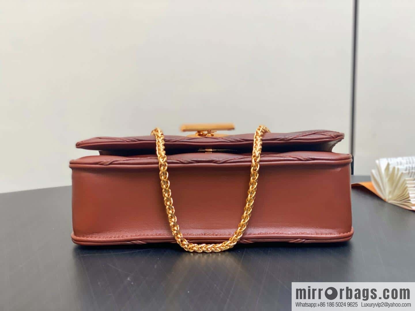 [Original order boutique] M13139 caramel color, full leather rhombus chain bag WALLET ON CHAIN GO-14 handbag