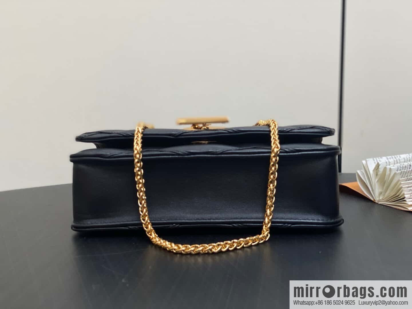 [Original order boutique] M13139 black, full leather rhombus chain bag WALLET ON CHAIN GO-14 handbag
