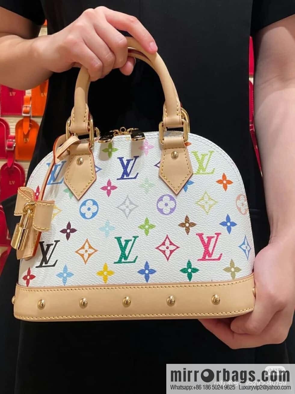 [Original order boutique] M53152 white color, presbyopia shell bag small alma bb handbag (Sancai - Murakami Takashi)