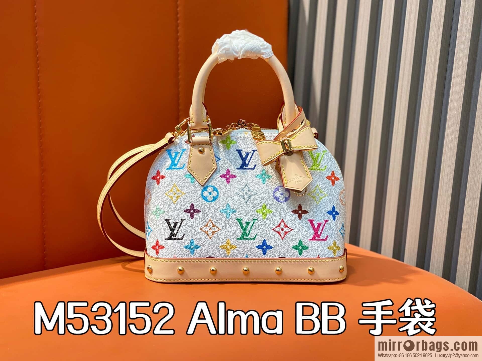 [Original order boutique] M53152 white color, presbyopia shell bag small alma bb handbag (Sancai - Murakami Takashi)