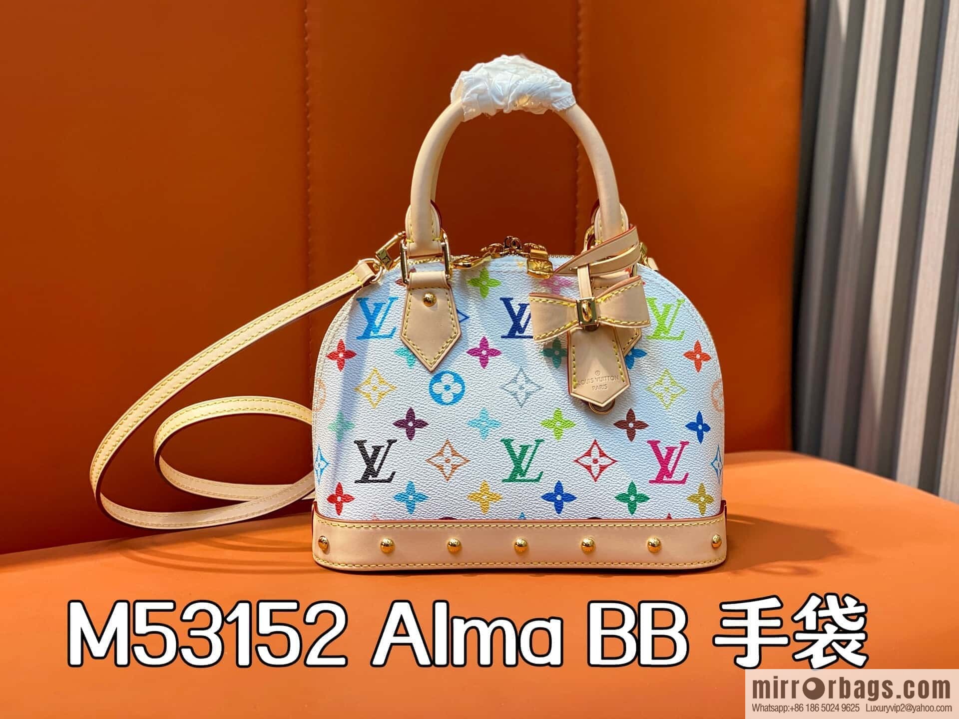[Original order boutique] M53152 white color, presbyopia shell bag small alma bb handbag (Sancai - Murakami Takashi)