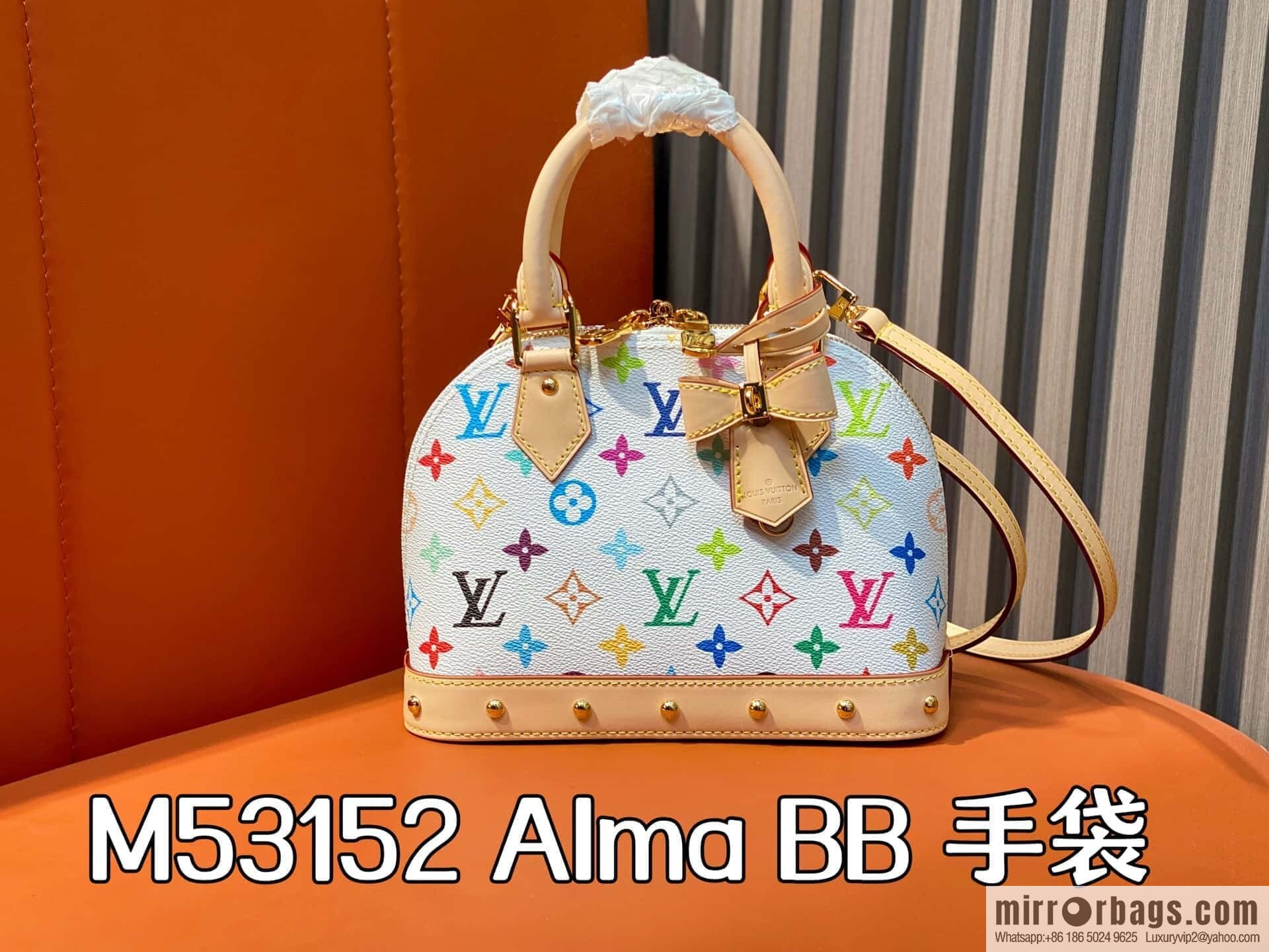 [Original order boutique] M53152 white color, presbyopia shell bag small alma bb handbag (Sancai - Murakami Takashi)