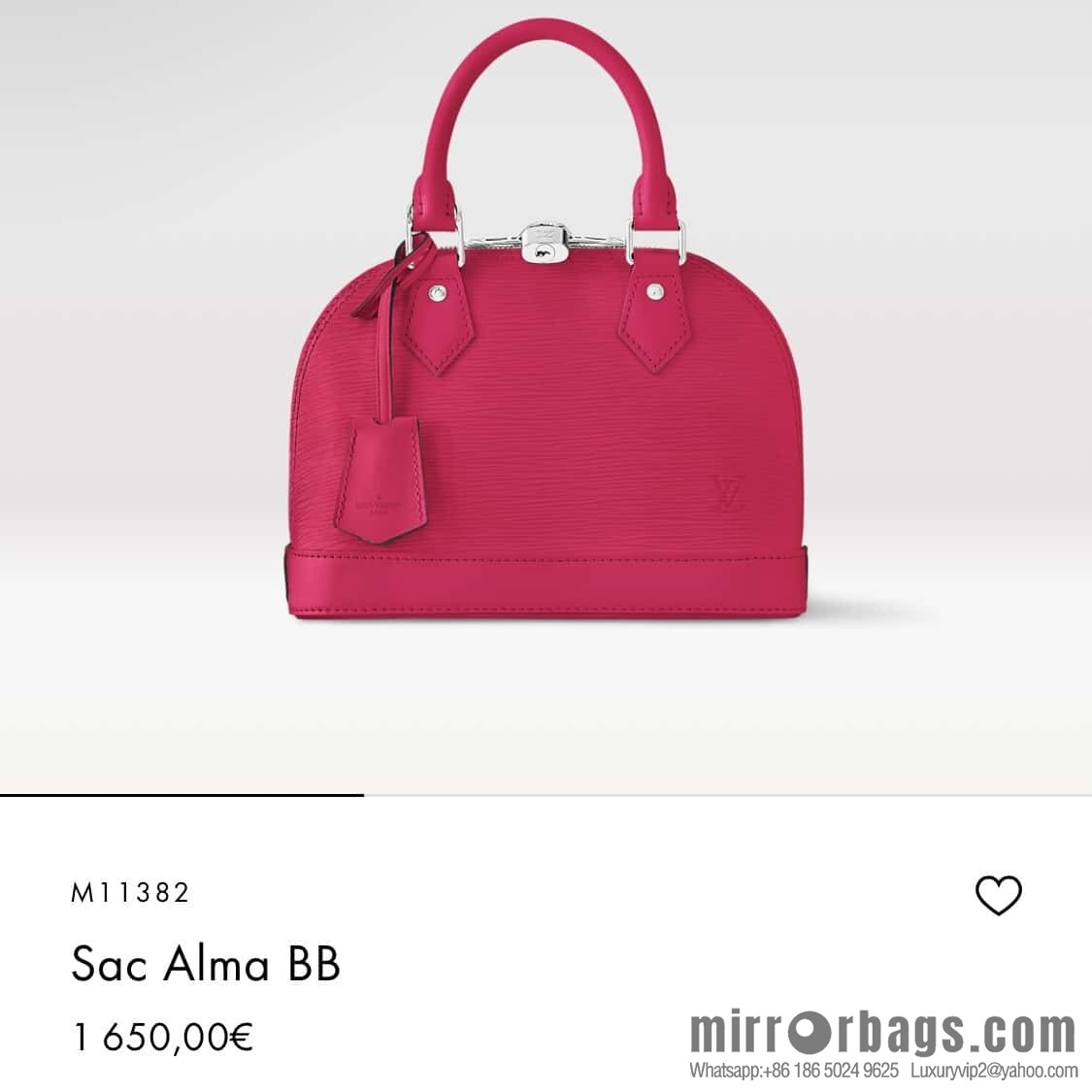 [Original order boutique] M11382 rose red, water ripple shell bag Sac Alma BB handbag